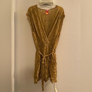 Mustard yellow surplice wildflower print floral tie romper NWT